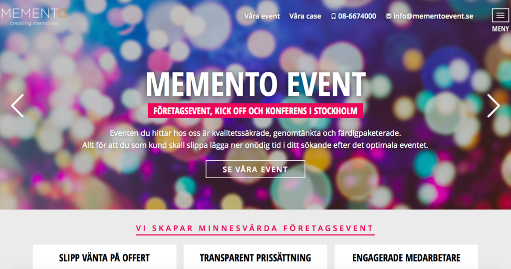 Memento Event lanserar ny hemsida under 2016!